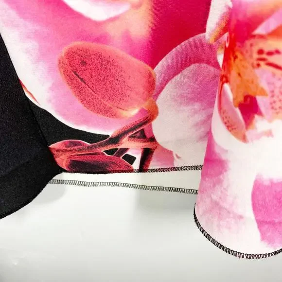 Calvin Klein Floral Dress Fitted Black Scuba Sleeveless Womens Size 10 - Picture 8 of 9